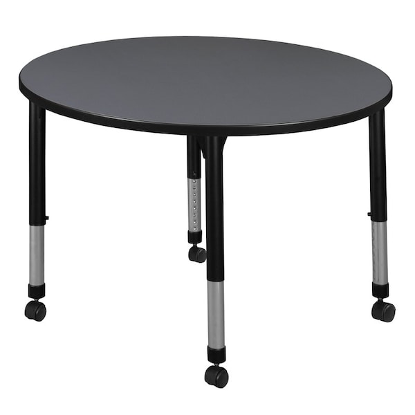 Regency Round Mobile Tables, 30 W, 30 L, 23-34 H, Wood, Metal, Grey TB30RNDGYAPCBK - main